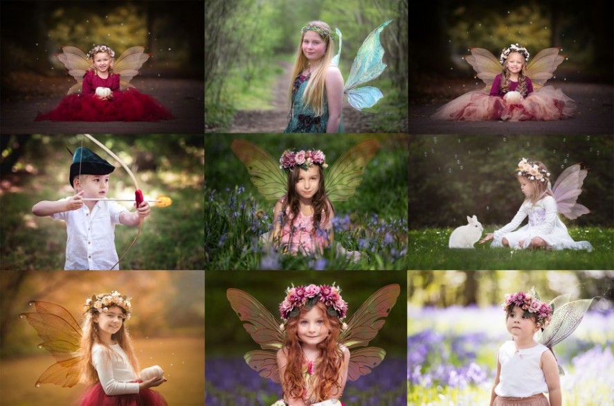 Collage of fairy photo shoot by northampton fairy photographer